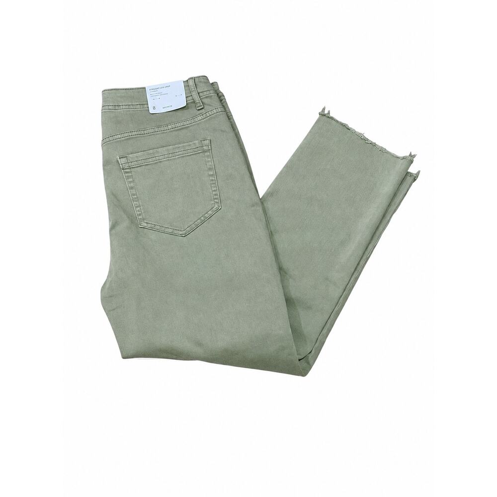 NWT! J. Jill Green High Rise Straight Leg Crop Raw Hem Jeans 8P - Picture 2 of 4